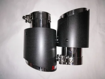 2.24inch 57mm Inlet 4inch 101mm Outlet AK Style Akrapovic Car Exhaust Tips Dry Carbon Fiber and Stainless Steel (Model 57-101)