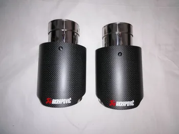 2.24inch 57mm Inlet 4inch 101mm Outlet AK Style Akrapovic Car Exhaust Tips Dry Carbon Fiber and Stainless Steel (Model 57-101)