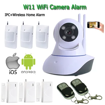 IP Camera Home Surveillance Security System Wireless WIFI Camera Mini CCTV Door Sensor PIR Motion Detector Remote Control W11H