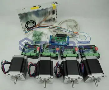 CNC kit 4 axis controller kit, 57 76mm 3A stepper motor + CNC 4 Axis TB6560 Stepper Motor Driver +250W Power supply