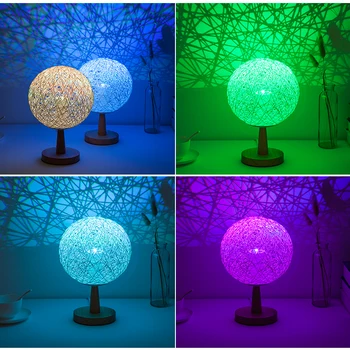 Bedroom bedside lamp remote A1 colorful Nightlight creative fashion garden table lamp twine cane ZH