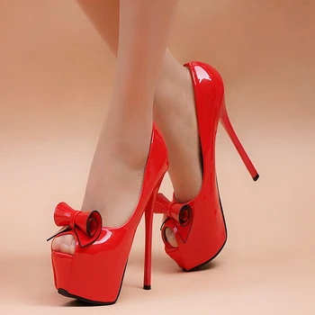 14cm high-heeled shoes fashion sexy t princess ruslana korshunova sweet bow platform thin heels single shoes