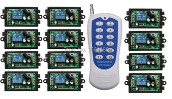 DC12 1 CH 1CH RF Wireless Remote Control Switch System,12CH Transmitter + 12 X Receivers wireless remote switch contro