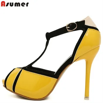 Asumer new arrive women sandals elegant ladies prom shoes fashion buckle mixed colors summer shoes high heels shoes