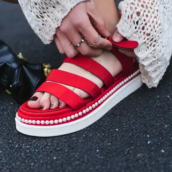 2017 Genuine Leather Platform Buckle Handmade Women Sandals Peep Toe Preppy Style Platform Wedges Increased Sexy Summer Shoes 98