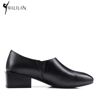 MALILAN 2017 Spring Women Casual Shoes Genuine Leather Shoes Women Fashion Loafers Flat Shoes Woman Large Size 40 41 42 43