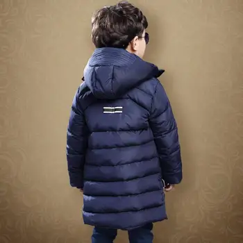 2017 New Boys Cotton-Padded Parkas,Thick Children Jacket For Boys, Long Coat Kids,Winter Clothes Boys,Red/Blue,Height 115-165cm