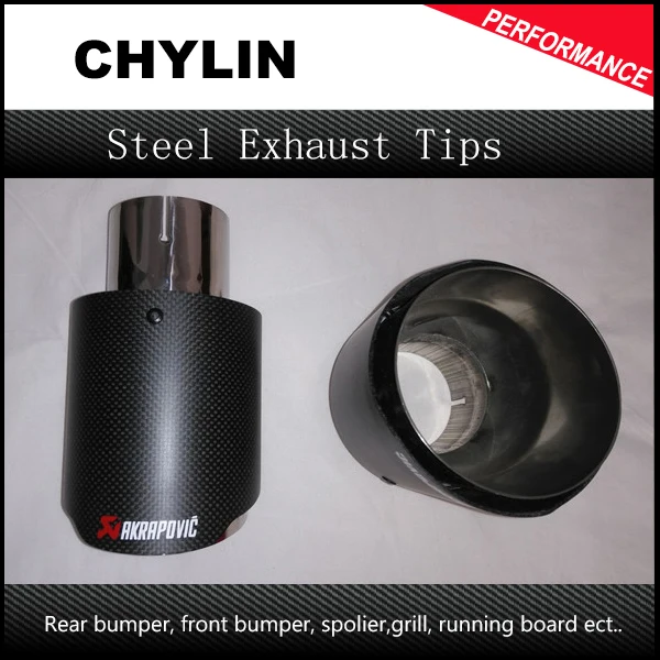 60mm / 90mm Car Styling Carbon Fiber + 304 Stainless Steel Akrapovic Exhaust Tip Muffler For Universal Car Tail Tip Exhaust Pipe
