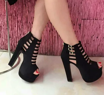 Thick with sandals The new spring and summer 2016 Europe thick crust super-high heels 14cm waterproof shoes nightclub