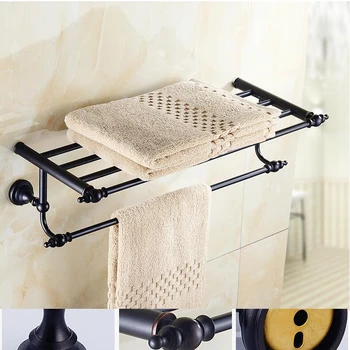 Oil-rubbed Bronze Wall Mounted Single Bath Towel Rack Bathrobe Shelf Towel Bar