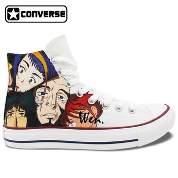 Spike Spiegel Cowboy Bebop Design Converse All Star Anime Shoes Custom White Canvas Sneakers Men Women Hand Painted Shoes