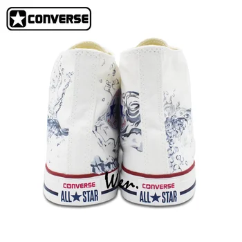 2016 High Top Converse All Star Water Drop Original Design Hand Painted White Canvas Sneakers Birthday Gifts