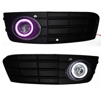 For Audi A4 B8 2008-3-in-1 White Angel Eyes DRL Yellow Signal Light H11 Halogen / Xenon E13 Fog Lights Projector Lens