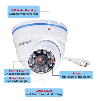 Tmezon 16CH 1080N DVR 16Pcs 1200TVL Dome Camera Home Indoor Security Surveillance CCTV System Outdoor Waterproof Auto IR-Cut Kit