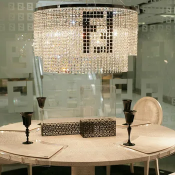F&F Modern round crystal Pendant lights for dining room Restaurant lustres de cristal Cafe Bar light Led E27 pendant lamps