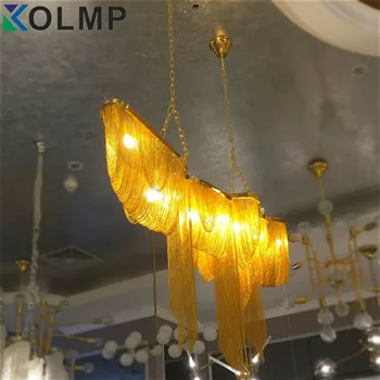 Postmodern Italy new design chandelier lighting Silver/Gold tassel Chain LED aluminum chandeliers luxury hanging light 120CM