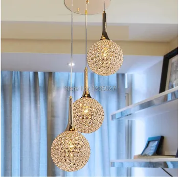 Modern 3L Round shaped K9 crystal pendant lamp Art Chandelier living room restaurant dining room lighting