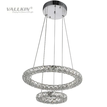 Modern Crystal Pendant Light LED Lighting Hanging Lamps Fixtures with 27W 2Ring D2040CM CE FCC ROHS