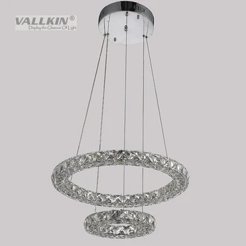 Modern Crystal Pendant Light LED Lighting Hanging Lamps Fixtures with 27W 2Ring D2040CM CE FCC ROHS