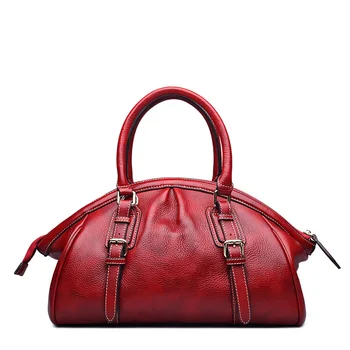 QISU Genuine Leather Office Ladies Handbags Female Tote Bag with single shoulder strap