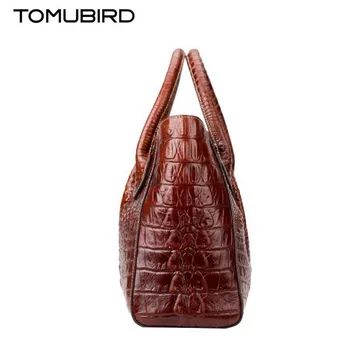 2017 New women bag genuine leather brands quality cowhide alligator grain embossing fashion women handbags shoulder big bag
