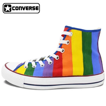 Colourful Converse All Star Women Men Shoes Rainbow Original Design Hand Painted Shoes Woman Man High Top Canvas Sneakers