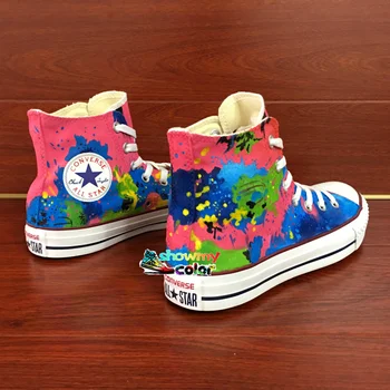 Colourful Splashed Ink Original Converse Chuck Taylor Women Men Shoes Design Hand Painted Sneakers Skateboarding Shoes