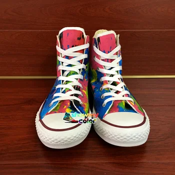 Colourful Splashed Ink Original Converse Chuck Taylor Women Men Shoes Design Hand Painted Sneakers Skateboarding Shoes