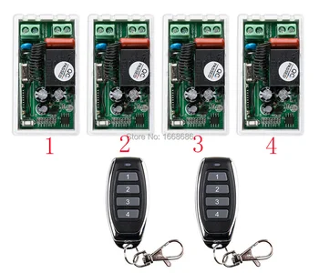 Most simple wiring 220V 1CH Wireless Power Switch System 4 Receiver&2Transmitter Remote Controller 10A output state is adjusted