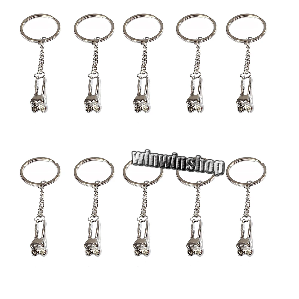 10Pcs Dental Clinic Gift dental tooth elevator Keychain Dental mini instrument Key Ring