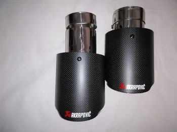 2pcs Inlet (57mm) Outlet (101mm) Akrapovic Carbon Fiber Exhaust End Tips Universal Car Exhaust Muffler pipe