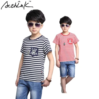 ActhInK New Teen Boys Summer Striped Clothing Set Children Denim Fifth Pants Kids Casual Jeans Shorts Sports Suit for Boys,AC056
