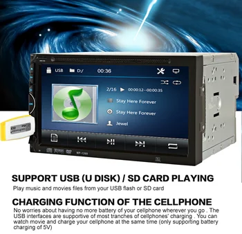 2 Din Car Video Player DVD 7'' HD Touch Screen Bluetooth Stereo Radio Car Audio Auto Electronics Support Rear View Camera