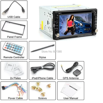 2 DIN 6.2 Inch Universal Car DVD Player - Windows CE 6.0 OS, 800x480 Resolution, GPS, iPod/iPhone Support, RDS, Bluetooth
