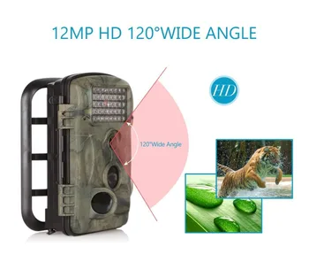 Trail Camera 12MP Hunting Game Camera with PIR Sensors, IP54 Spray Water Protected Design