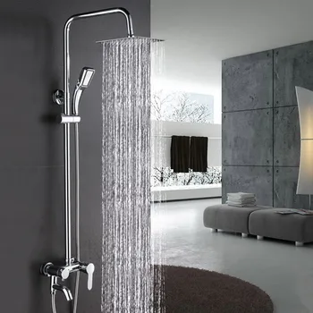 Luxury Modern 8 inch Spray Bathroom Square Rainfall Shower Sets Shower Head Sets Wall Mounted Mixer Chrome Finish Sprayer Tap