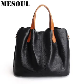 Autumn New Women Leather Handbag Shoulder Bags Real Leather Ladies Fashion Casual Crossbody Tote Bag Large Capacity Shopping bag