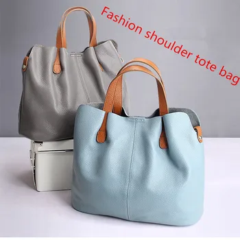 Autumn New Women Leather Handbag Shoulder Bags Real Leather Ladies Fashion Casual Crossbody Tote Bag Large Capacity Shopping bag