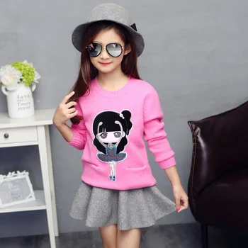 Baby toddler candy color cartoon printing sweater knit long-sleeve warm wool sweater spring autumn basic girl's sweater
