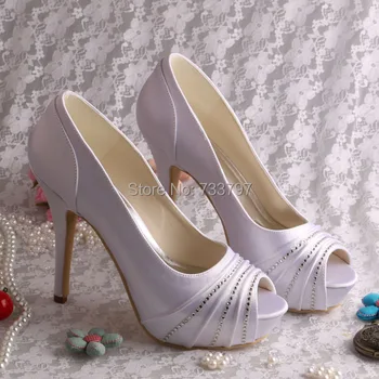 Wedopus Wedding shoes Black And White Satin Shoes Open Toe High Heels With Crystal Dropship