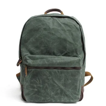 Large Capacity Military Backpack Youth Schoolbag Female Male Laptop Bag Vintage Casual Oil Wax Canvas Travel Waterproof Backpack