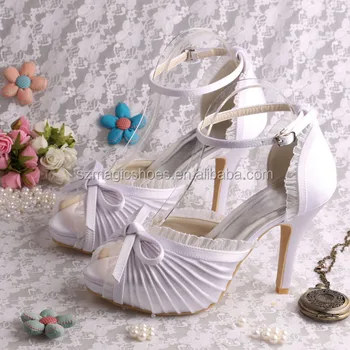 Wedopus MW755 Custom Handmade Classy Wedding Shoes Bridal Ivory Satin High Heeled