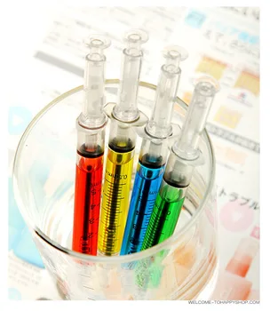 2500pcs/set Fedex Cute Korean Factory Stationery Needle Syringe Needle Ball Pen Wholesale Syringe Pen Kids Toy Pen