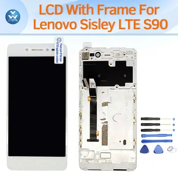 LCD screen for Lenovo Sisley LTE S90 LCD display touch panel digitizer frame full assembly replacement pantalla black white