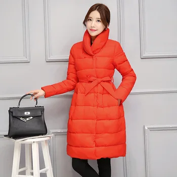 RYTISLO 2016 Winter Warm Women Long Coat Parkas Thickening Female Outwear Clothes Fashion Slim Lady Coats With Belt