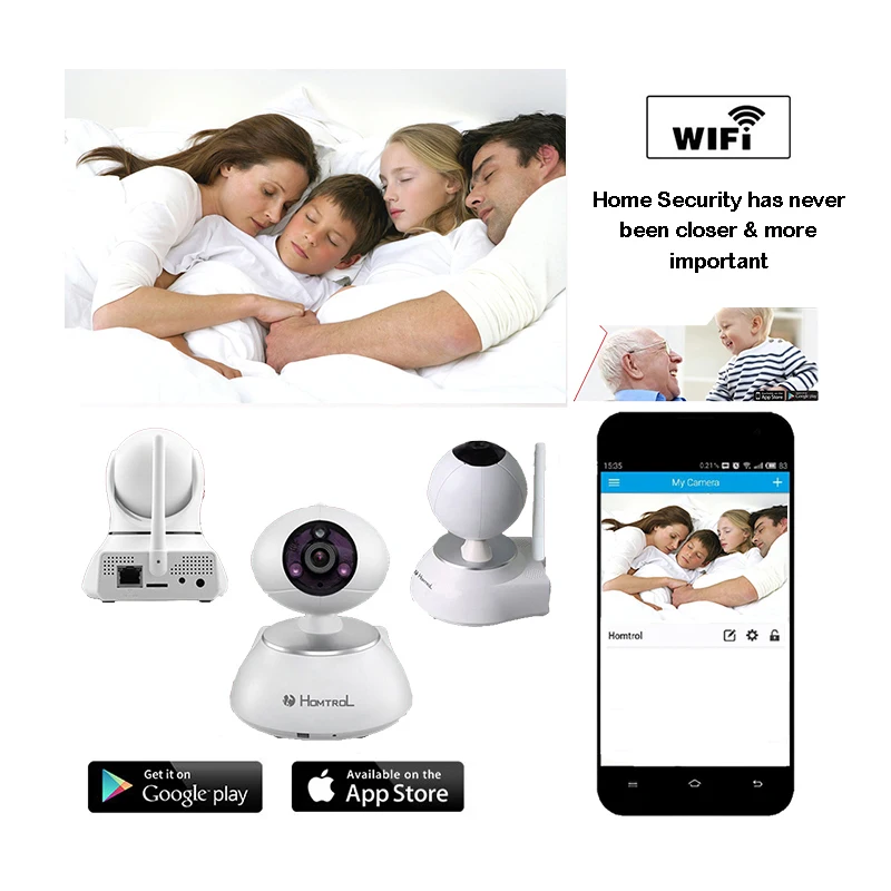 Homtrol 2 MP Image Lens enhance Night Vision imaging Smart Home Wi-Fi IP Camera that support 2 way talk and max 128GB TF card