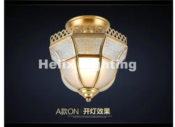 D24cm Bronze American Countryside Style Wrought Iron LED AC Ceiling Light Cloth Art Asile Lamp Bedroom Decoration Lamp