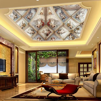 3D Wallpapers Ceiling murals wallpaper relief murals ceiling europe style stereoscopic 3d wallpaper Ceilings Home Decoration