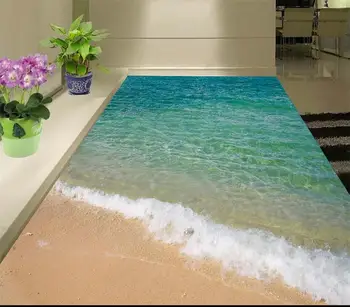 3d floor wallpaper custom photo living room mural seaside surf beach 3d painting PVC wallpaper self-adhesive floor wallpaper