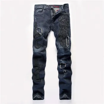 Brand Jeans Men,2016 New Fashion Casual Embroidery Men Jeans,Cotton Robin Men's Jeans Pants,Large Size 30-38